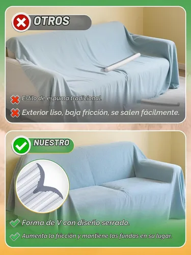 Vista 3 de Alphatool 6 piezas de agarres de silicona transparente antideslizantes para fundas de sofá - 2 tamaños para mantener las fundas de sillón y sofá