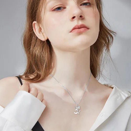 Vista 2 de VINSMOK Om - Collar de piedra lunar para mujer, plata de ley 925, collar de yoga, joyería sánscrita para regalos del día de la madre, regalos