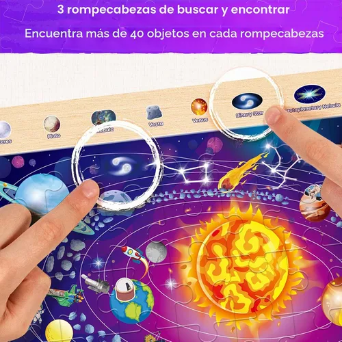 Vista 4 de SYNARRY Rompecabezas de madera grandes del sistema solar del mundo