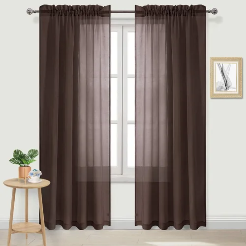 Vista 164 de DWCN Cortinas Transparentes Aqua de Voile Semitransparente con Bolsillo para Barra para Dormitorio y Sala de Estar, 36 x 36 pulgadas de Largo, Juego