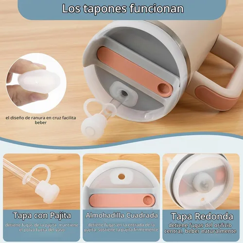 Vista 4 de Juego de 2 tapones antiderrames para vaso Stanley Cup de 20 onzas, 30 onzas, 40 onzas, 64 onzas, accesorios a prueba de fugas para vaso Stanley