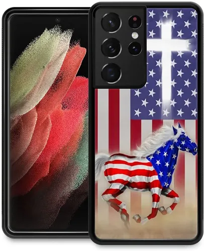 Vista 17 de Funda compatible con Samsung Galaxy S21 Ultra, funda protectora de madera con bandera estadounidense antideslizante y a prueba de golpes