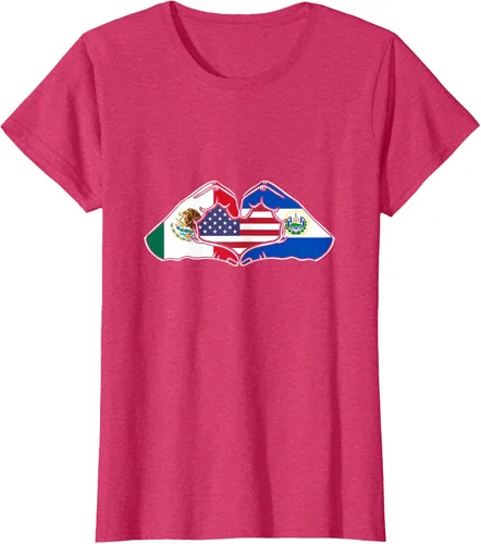 Vista 12 de Corazón manos México, El Salvador y Estados Unidos. Camiseta, Negro