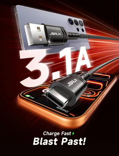 Vista 3 de JSAUX Cable USB C [2 unidades de 3.3 pies], cable USB A a USB de carga rápida para iPhone Air, iPhone 17, iPhone 17 Pro, iPhone 17 Pro Max, iPhone