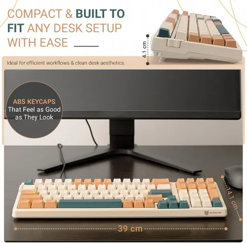 Vista 4 de Qisan Teclado mecánico inalámbricocon cable, triple modo 2.4GUSB-CBT teclado inalámbrico para juegos, 100 teclas (98%) diseño de EE. UU.