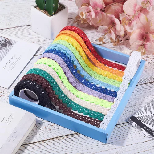 Vista 7 de PH PandaHall Cinta de encaje autoadhesiva de 26 yardas, 13 colores, cinta de encaje de 5/8 pulgadas, cinta de algodón, suministros de fabricación