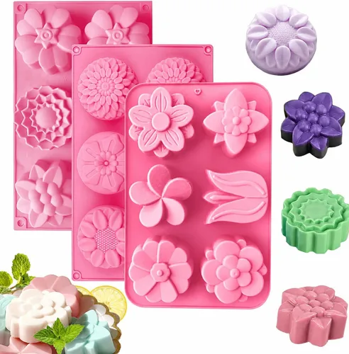 Vista 9 de Moldes de jabón de silicona, moldes de jabón con diferentes cavidades y formas, perfectos para hacer jabón, pasteles caseros, chocolates, postres