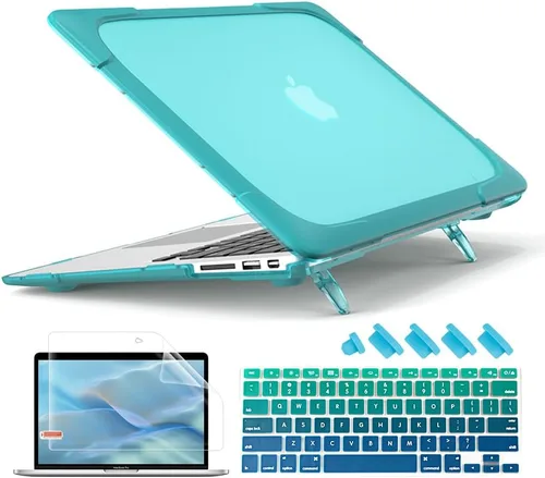 Vista 9 de Mektron Funda rígida para MacBook Air 13 A1466 A1369, resistente y de doble capa, con parachoques de policarbonato TPU para MacBook Air de 13.3