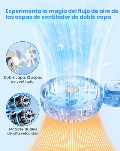 Vista 2 de AMACOOL Ventilador de mano plegable, ventiladores de mano recargables de 5000 mAh con potente refrigeración, 4 velocidades, pantalla LED, ventilador