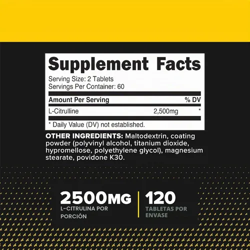 Vista 2 de Primaforce L-citrulina 2500mg por porción, 60 porciones; 120 tabletas