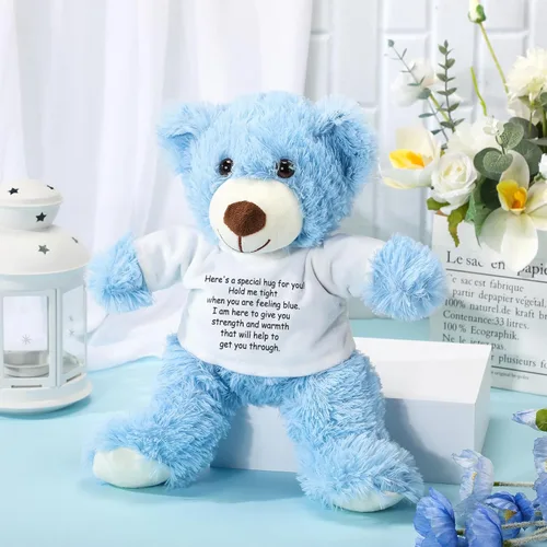 Vista 5 de Lenwen Un regalo de abrazo de oso para mujeres, pésame pronto, condolencias para mujeres, peluche de animal de peluche, abrazo pensando en ti, Azul