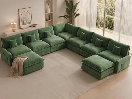 Vista 12 de Sofá seccional modular de 107", sofá de nube en forma de L con otomana Negro