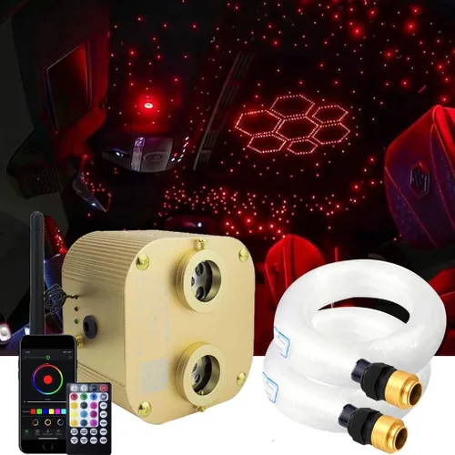 Vista 11 de Luces Azimom Bluetooth, con control, de 16 vatios, parpadean, luces de fibra óptica, iluminación de estrella para techo
