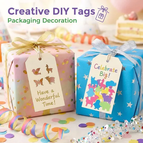 Vista 5 de LOVEINUSA Juego de 10 perforadoras con forma de animal terrestre para manualidades, álbumes de recortes, papel de seda para bolsas de regalo, papel