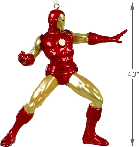 Vista 5 de Hallmark Keepsake Adorno de Navidad 2019 con fecha de año Marvel Iron Man, Metal