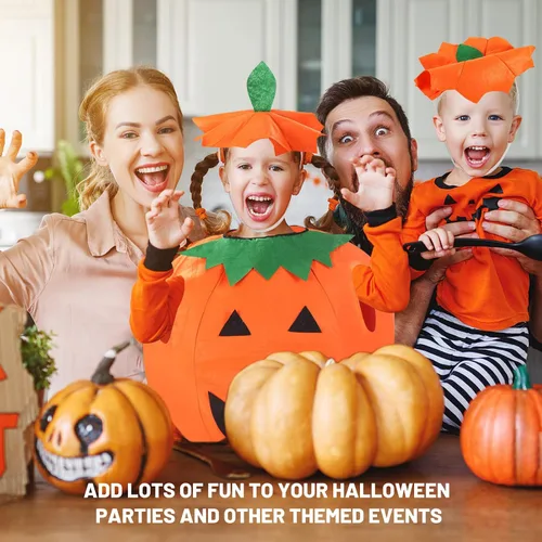 Vista 3 de 3PCS Pumpkin Costume for Children Halloween Pumpkin Cosplay Party Clothes and Hat