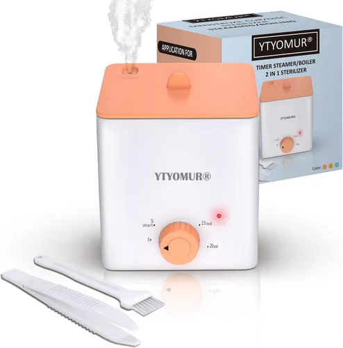 Vista 8 de Esterilizador de vasos menstruales mejorado, vaporizador de disco menstrual, modos de ebullición y vapor 2 en 1, temporizador de perilla de un solo