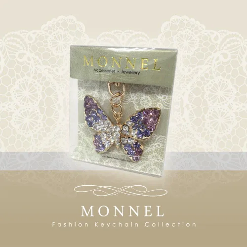 Vista 3 de Bling Crystal Butterfly Design Llavero Llavero Púrpura MZ835-1