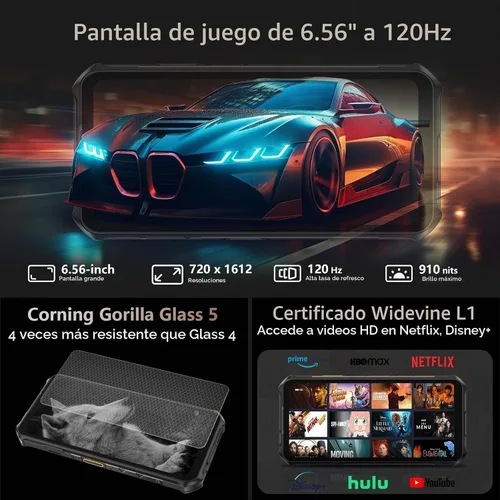 Vista 5 de Ulefone Armor X16 Pro 5G Smartphone Resistente, 16GB+256GB MTK Dimensity 6300 Android 15, cámara principal de 64MP+25MP, 10360mAh, pantalla Corning