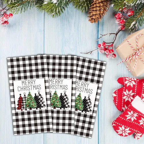 Vista 4 de Servilletas de Navidad de búfalo blanco y negro, servilletas de papel desechables para decoración de mesa de Navidad (100 unidades)
