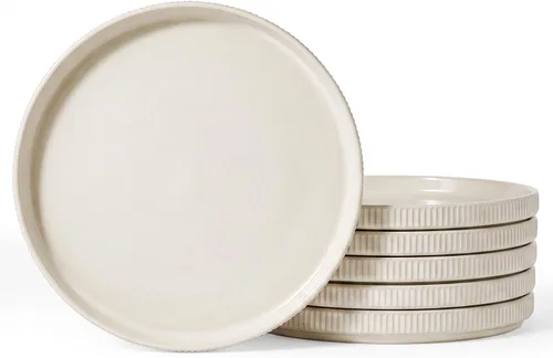 Vista 46 de famiware Star Platos de Ensalada para 6, Juego de Platos de 8 Pulgadas, Vajilla de Gres, Platos Pequeños para Postre, Ensalada, Aperitivo, Blanco