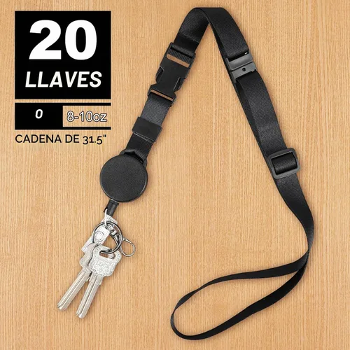 Vista 6 de DELSWIN Cordón Retractil Resistente - Paquete de 2 Cordones Separables para Llaves de Insignias de Identificación, Llavero Retractil con Carrete