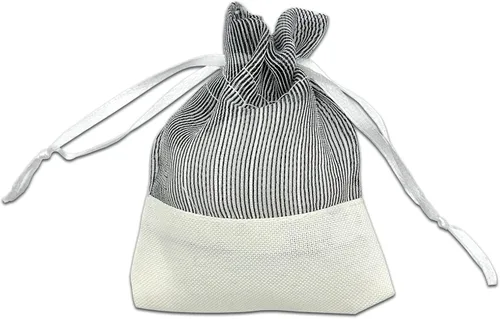 Vista 2 de TheDisplayGuys For Your Modern Living Paquete de 24 bolsas de regalo de lino y organza negra con cordones (XS 3 x 4), recuerdos de fiesta, muestras