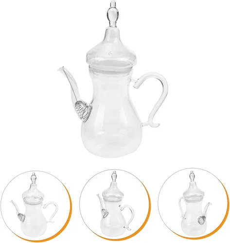 Vista 5 de Alipis Dispensador de vino transparente para la noche, oficina de vino para mano, borosilicato turco con calentador casero retro, hotel, café, mango