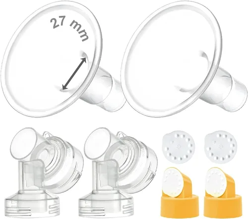 Vista 7 de Maymom 2 protectores de pecho de dos piezas de 0.67 pulgadas, 2 conectores de base con válvula y membrana compatibles con extractores de leche