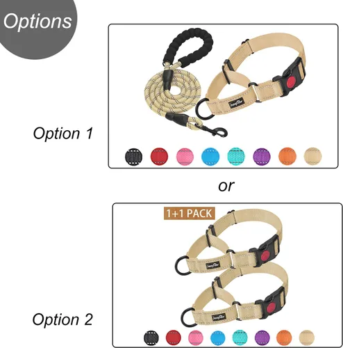 Vista 2 de Haapaw Collar de perro Martingala a prueba de escapes, beige, S