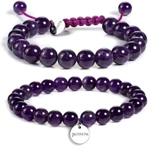 Vista 8 de JADENOVA - Brazalete de piedras de yoga para parejas Amatista