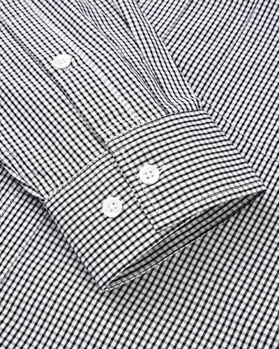 Vista 6 de Alimens & Gentle - Camisas a cuadros con botones para hombre, camisas de vestir de manga larga, de algodón, corte estándar Negro (Black Gingham)