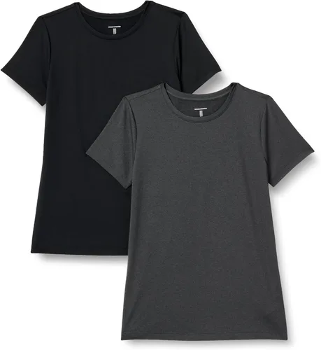Vista 68 de Amazon Essentials Camiseta de manga corta con cuello redondo para mujer, de secado rápido, para entrenamiento, gimnasio, paquete múltiple