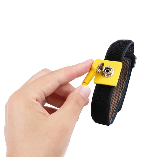 Vista 6 de Correa de muñeca antiestática, pulsera de conexión a tierra antiestática de 11 pulgadas con clip de cocodrilo y cable largo extensible, se adapta a
