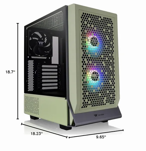Vista 6 de Thermaltake Ceres 300 Matcha Green Mid Tower E-ATX carcasa para computadora con panel lateral de vidrio templado; 2 ventiladores CT140 ARGB