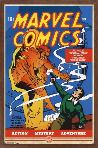 Vista 17 de Trends International Marvel Comics - Póster de pared de The Very First Marvel Comics #1, 14.725 x 22.375 pulgadas, versión enmarcada de madera