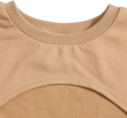 Vista 3 de SweatyRocks Conjunto de 2 piezas de sudadera corta de manga larga con vestido camisola para niña