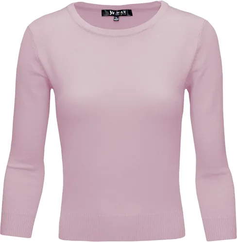Vista 25 de YEMAK suéter de punto casual básico ligero con cuello redondo y manga 3/4 para mujer A.mk3636 - Negro