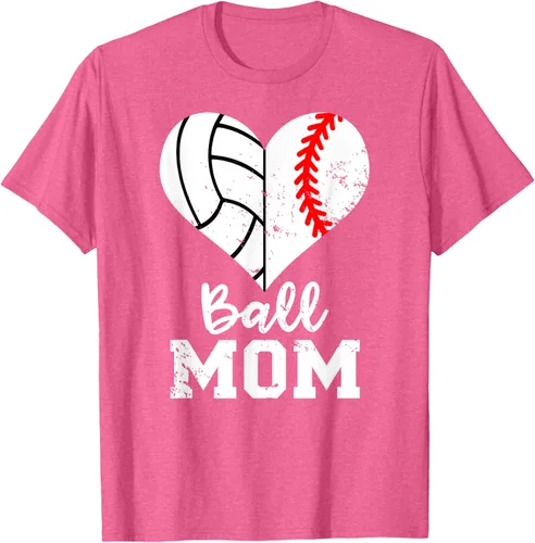 Vista 34 de Ball Mom Heart Funny Baseball Voleibol Mom - Camiseta para mamá, Negro, S