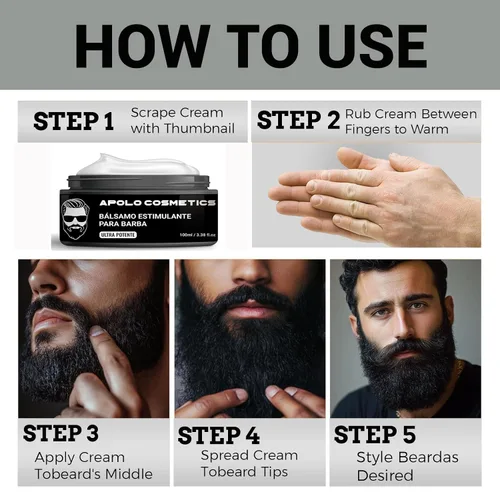 Vista 8 de Para Barba, Crecimiento De Barba Para Hombre, Bálsamo Estimulante de Barba Crema para Barba, Estimulante De Barba Ultra Potente, Bálsamo para Barba
