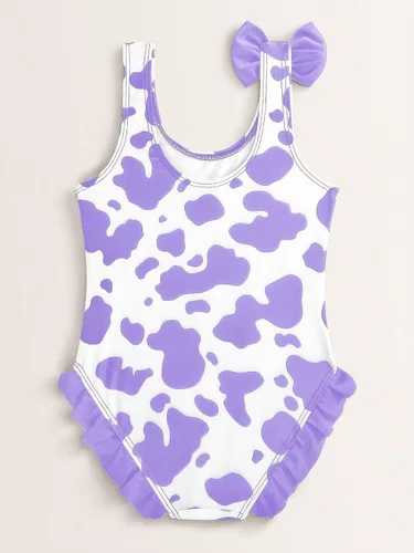 Vista 2 de WDIRARA Traje de baño de una pieza con estampado de vaca para niña