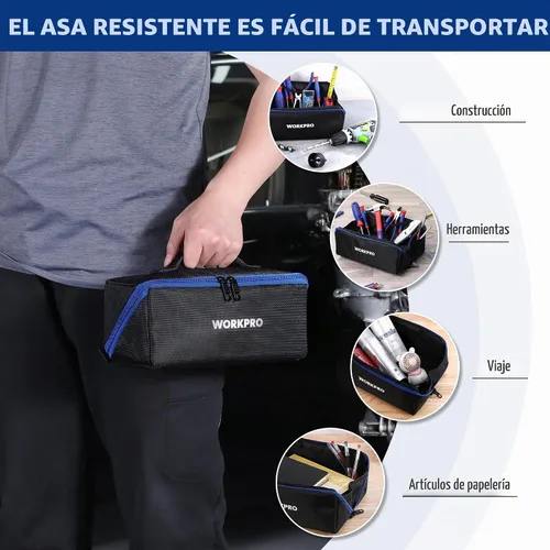 Vista 5 de WORKPRO Bolsa de herramientas con cremallera, bolsa de almacenamiento de herramientas utilitaria de boca ancha de servicio pesado de 10", funda