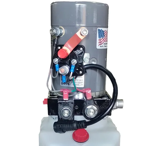 Vista 3 de KTI Hydraulics - Unidad de potencia de bomba hidráulica para remolque volquete de 12 V con doble efecto simple, 3 cuartos de galón
