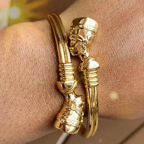 Vista 8 de EGO VINA Pulseras de nefertiti de la reina egipcia de la joyería africana para las mujeres, pulsera ajustable vintage de acero inoxidable, regalos