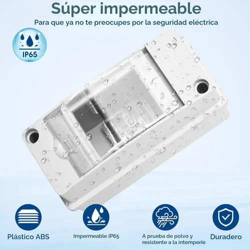 Vista 2 de Caja de Protección de Distribución Impermeable, Caja Eléctrica de Disyuntores de Plástico ABS y Cubierta Transparente IP65, para Disyuntor de Pared