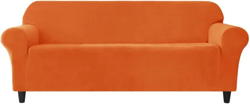 Vista 6 de Funda elástica para sofá de 3 cojines, 1 funda de terciopelo para sofá, fundas protectoras de muebles con parte inferior elástica, lavable a máquina