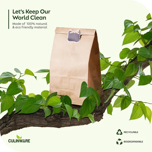 Vista 7 de CulinWare Bolsas de papel marrón forradas con cera de 1 libra, resistentes a la grasa, ecológicas, desechables, parte superior plegable, 250