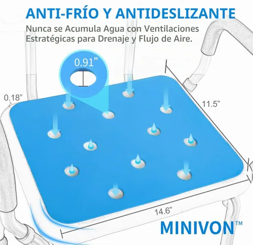 Vista 2 de MINIVON Funda de cojín impermeable para banco de ducha para asiento de baño, silla de baño dentro del baño, almohadilla de espuma suave