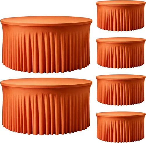 Vista 39 de Mantel redondo de 60 pulgadas en negro para mesas de 5 pies, funda de mesa ajustada de elastano con borde elástico y falda, lavable, sin arrugas