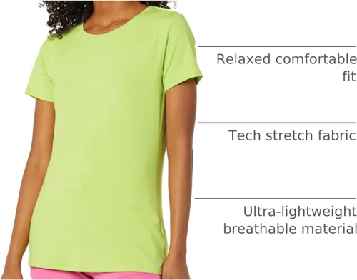 Vista 144 de Amazon Essentials Camiseta de manga corta con cuello redondo para mujer, de secado rápido, para entrenamiento, gimnasio, paquete múltiple
